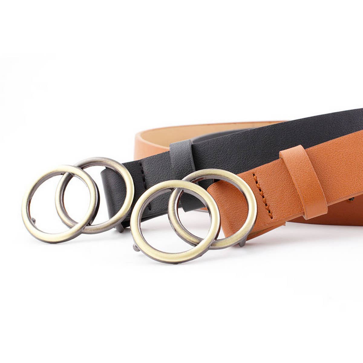 CWABE0884_SIMPLE WOMEN'S ROUND BUCKLE BELT