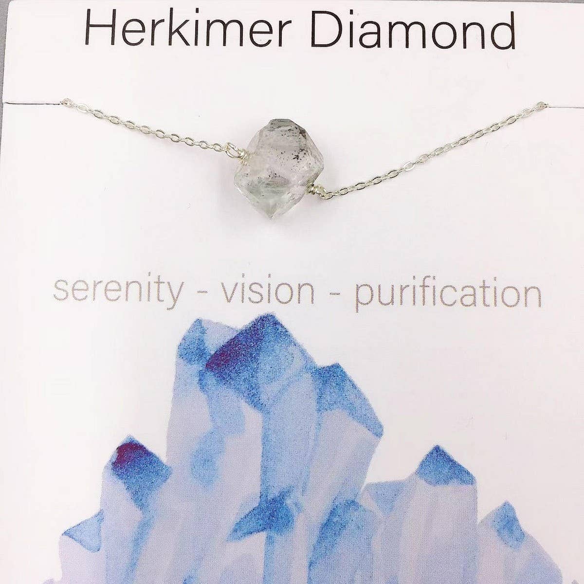 NATURAL CRYSTAL PENDANT NECKLACE WITH CARD