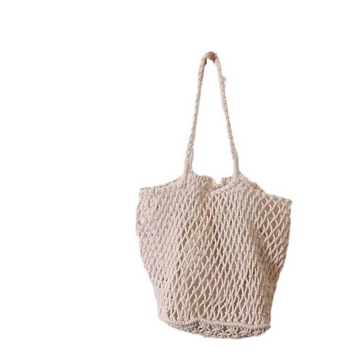 SIMPLE MESH ONE-SHOULDER BEACH STRAW BAG_CWAB1884