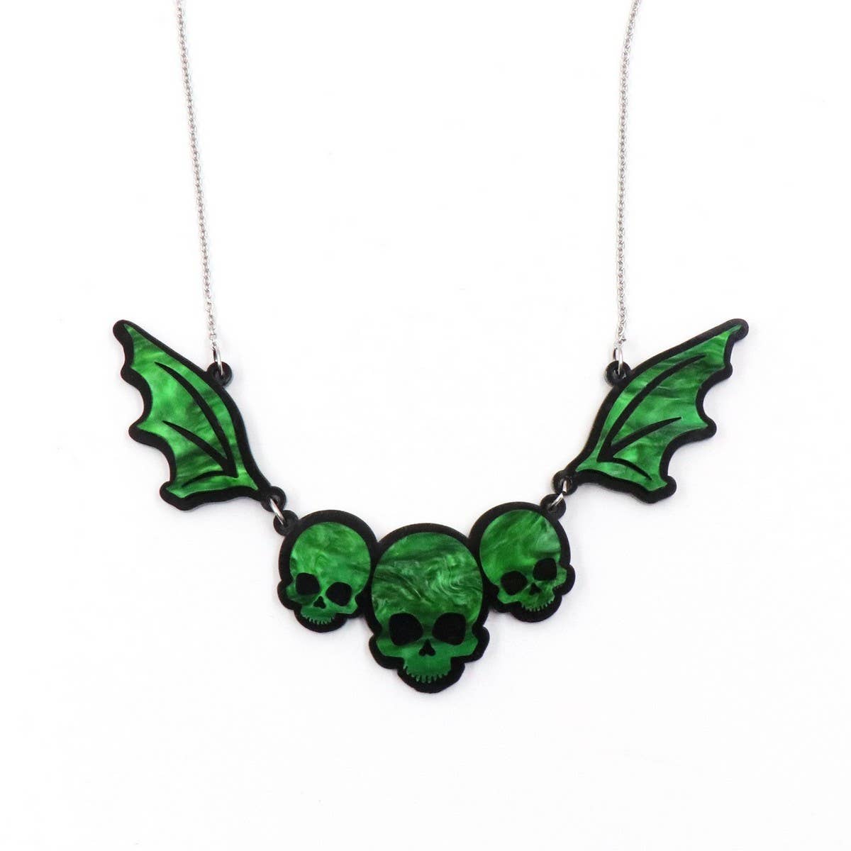 HALLOWEEN GOTHIC SKULL BAT NECKLACE