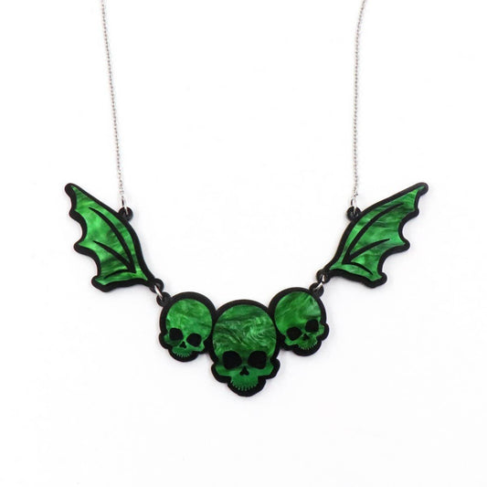 HALLOWEEN GOTHIC SKULL BAT NECKLACE