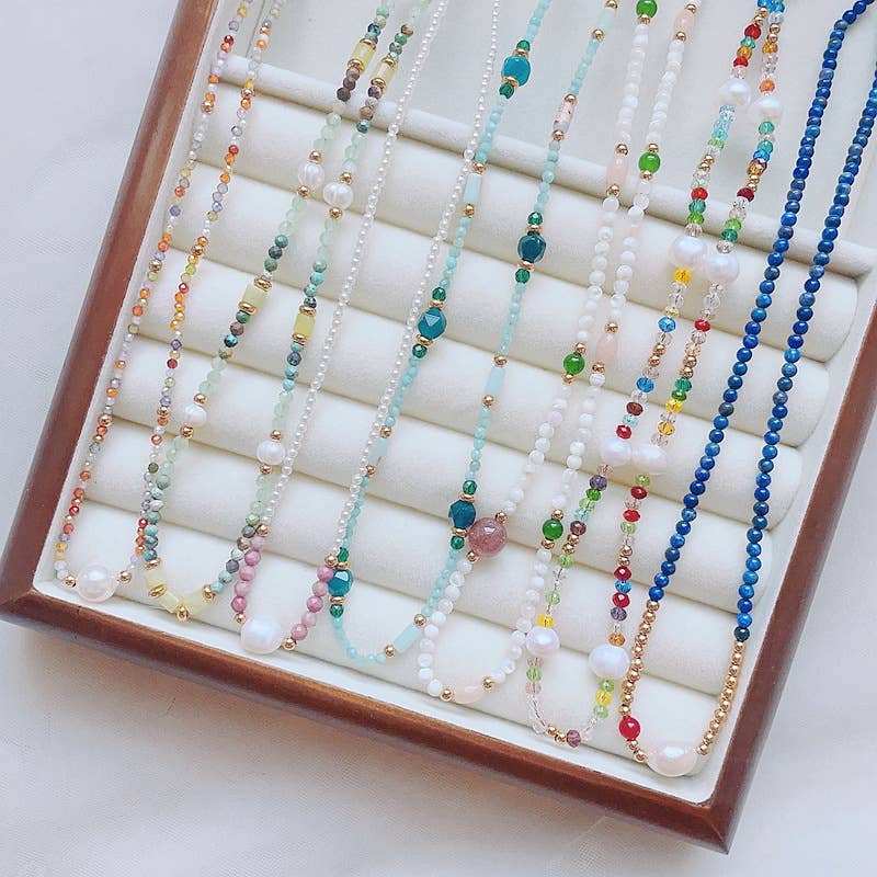 Baroque pearl natural stone necklace