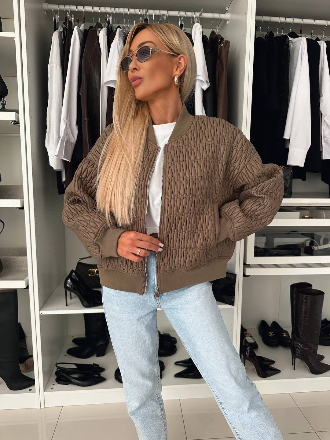 SOLID COLOR SHORT ZIPPER JACKET QUILTED JACKET