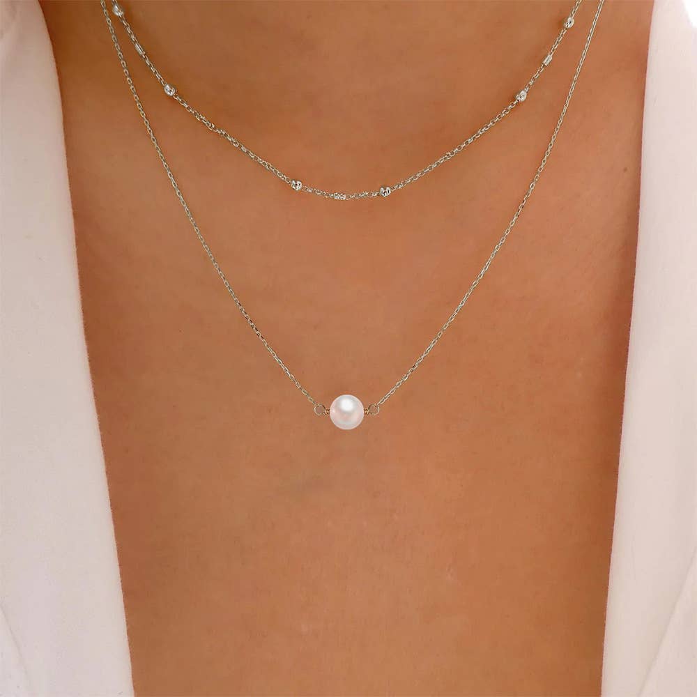 Fashionable simple electroplated pearl necklace