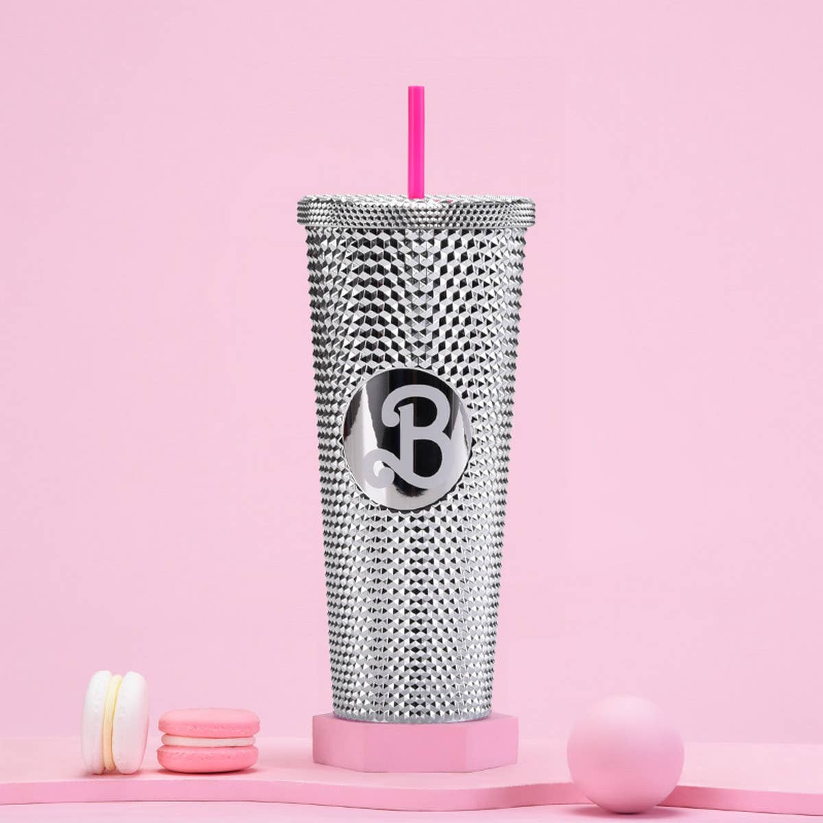 DOUBLE LAYER PORTABLE PLASTIC STRAW DIAMOND CUP