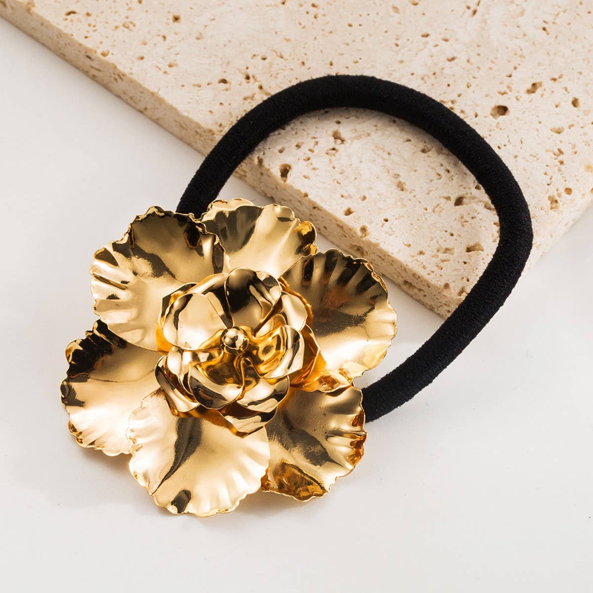 Minimalist Metal Flower Low Ponytail Hair Tie