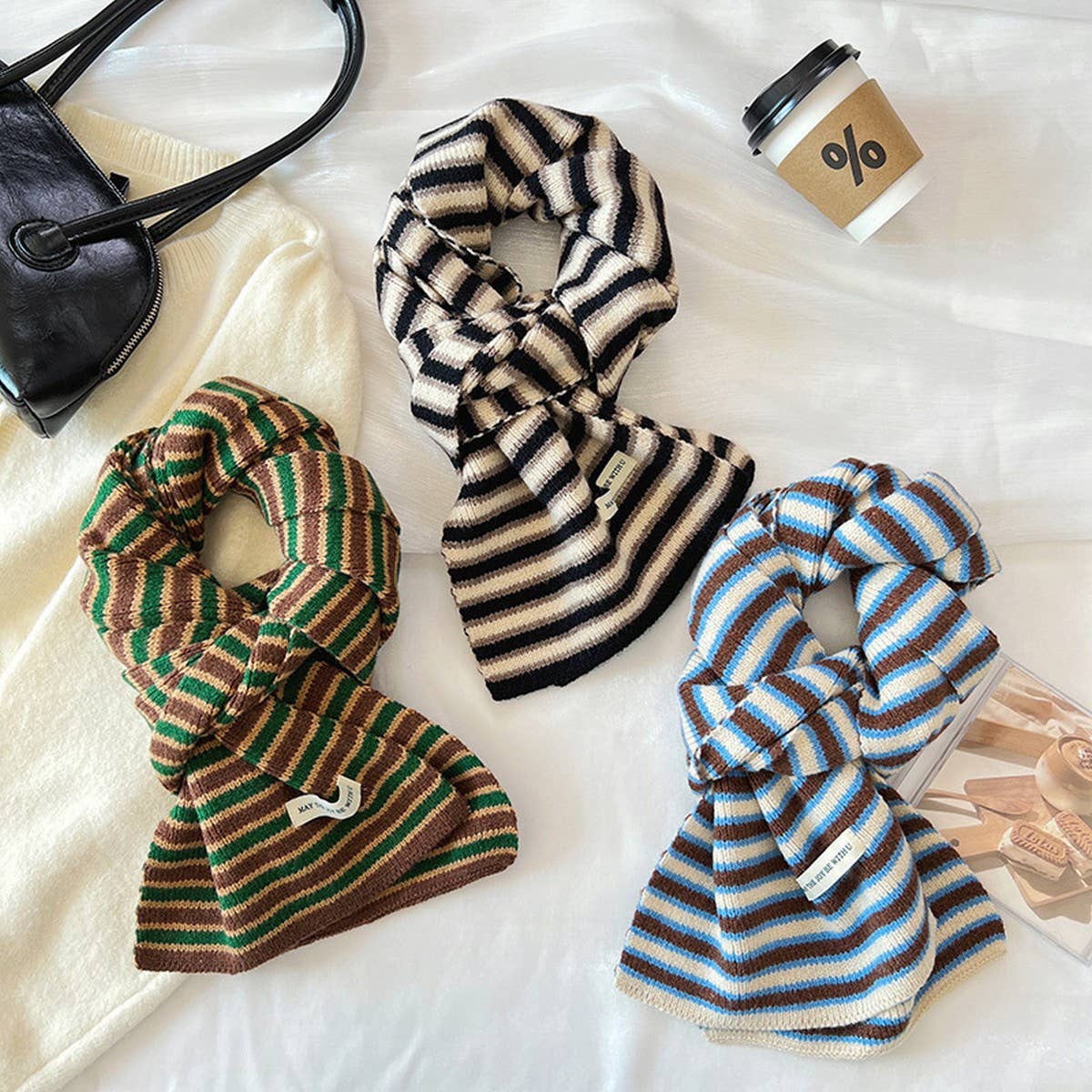 Colorful Stripe Knit Scarf ? Soft Trendy Winter