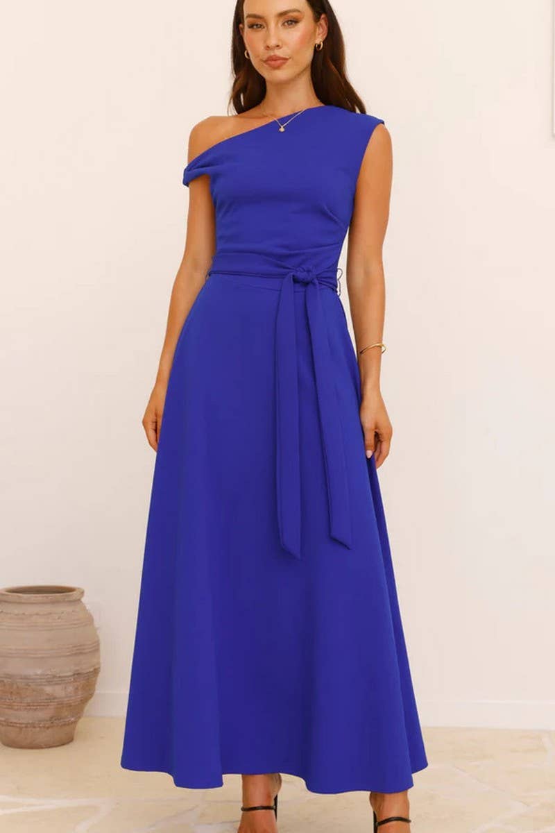 CWDMD5217_SOLID COLOR STYLISH TIE-BACK SEXY DRESS