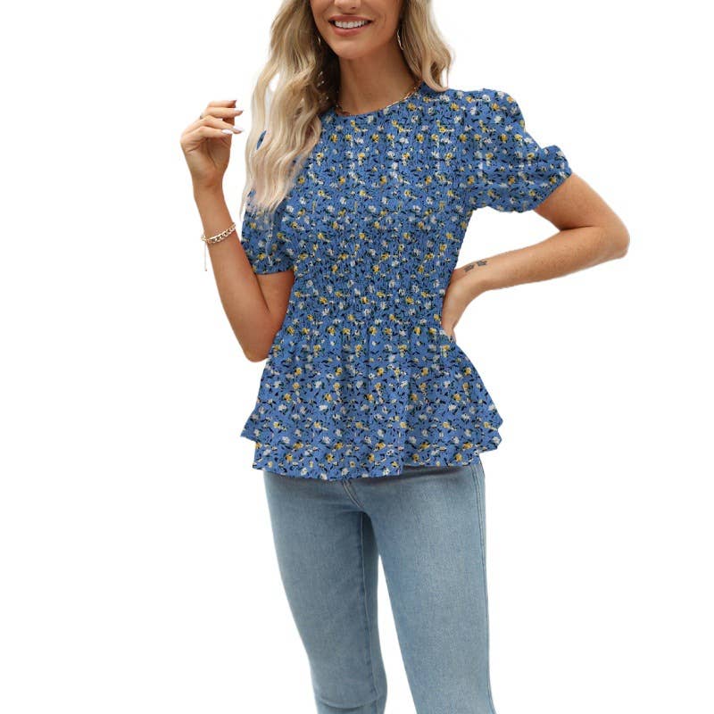 SHORT SLEEVE SHIRT WITH SHREDDED FLOWER BOUQUET