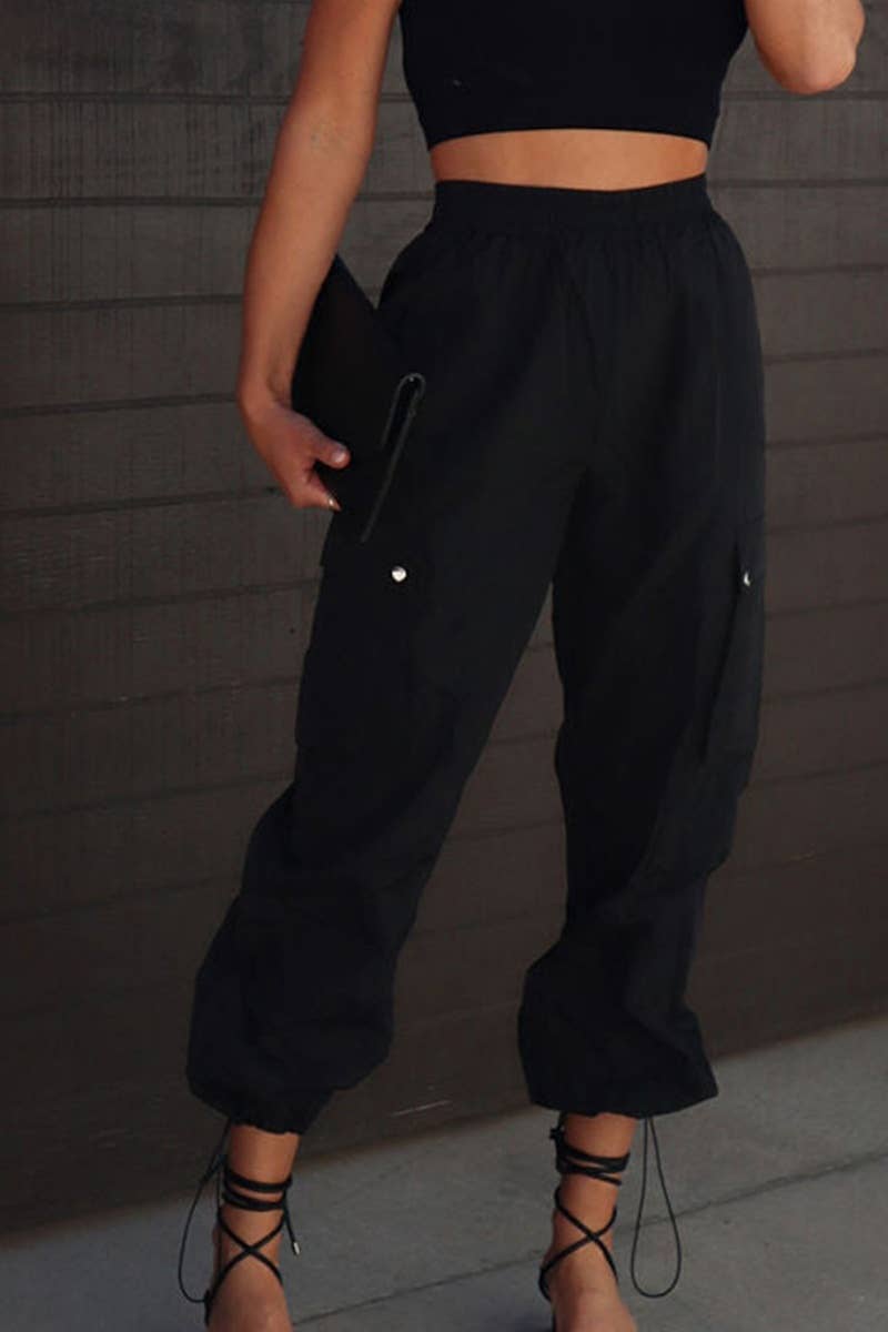 CWBMP0208_AUTUMN DRAWSTRING SPORTS WAIST WAIST CARGO PANTS