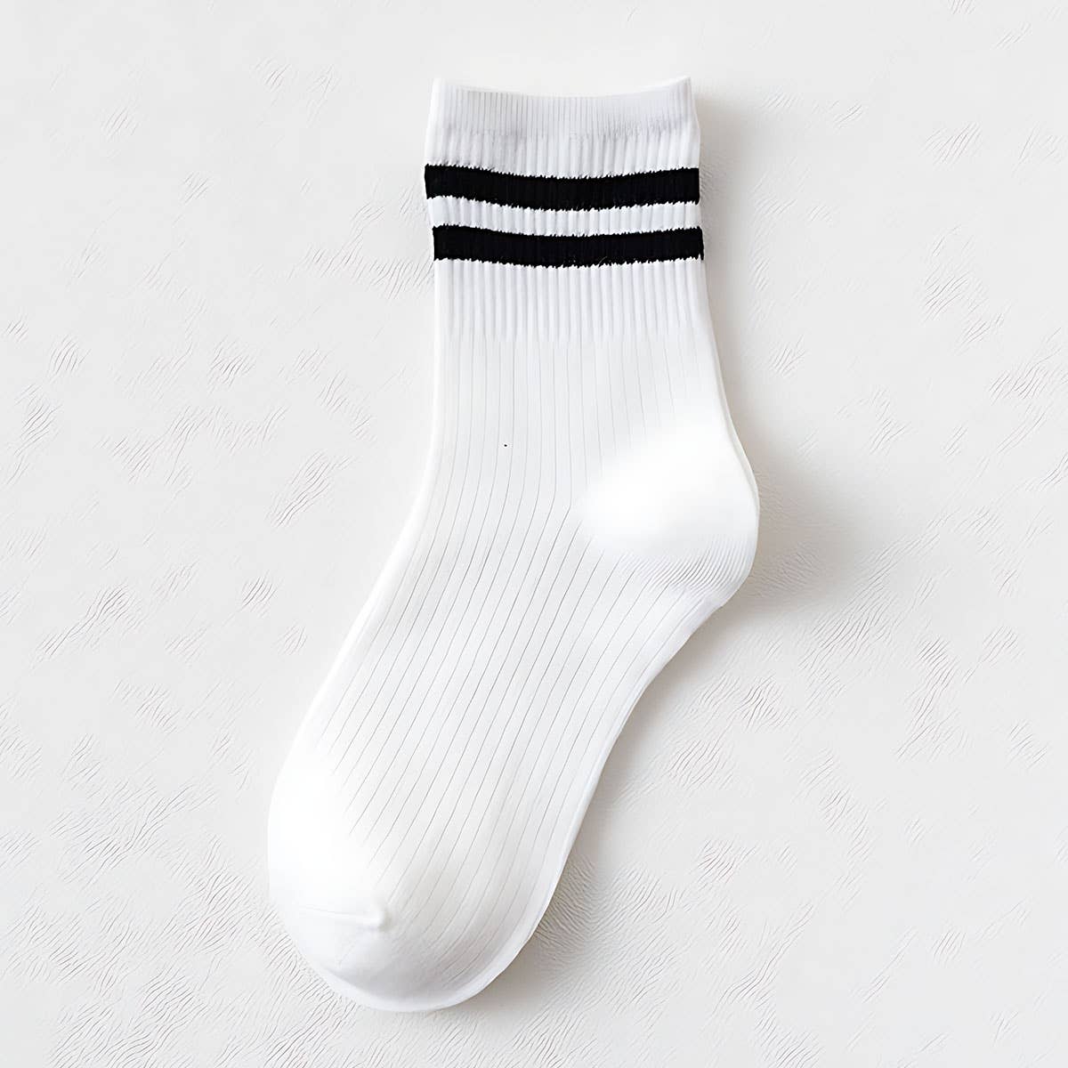 2-Stripe Cotton Mid Socks for Women, Wholesale_CWMS070