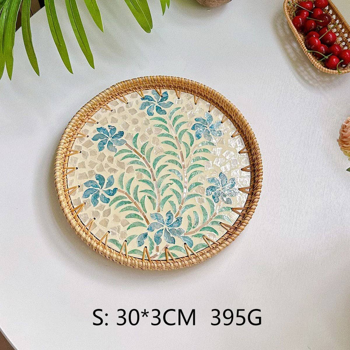 RATTAN FRUIT PLATE TEA ROOM SHELLBASKET ROUND PLATE_CWMM4495