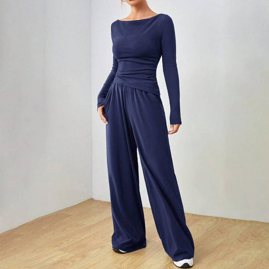 LONG-SLEEVED CASUAL WIDE-LEG PANTS TWO-PIECE SET