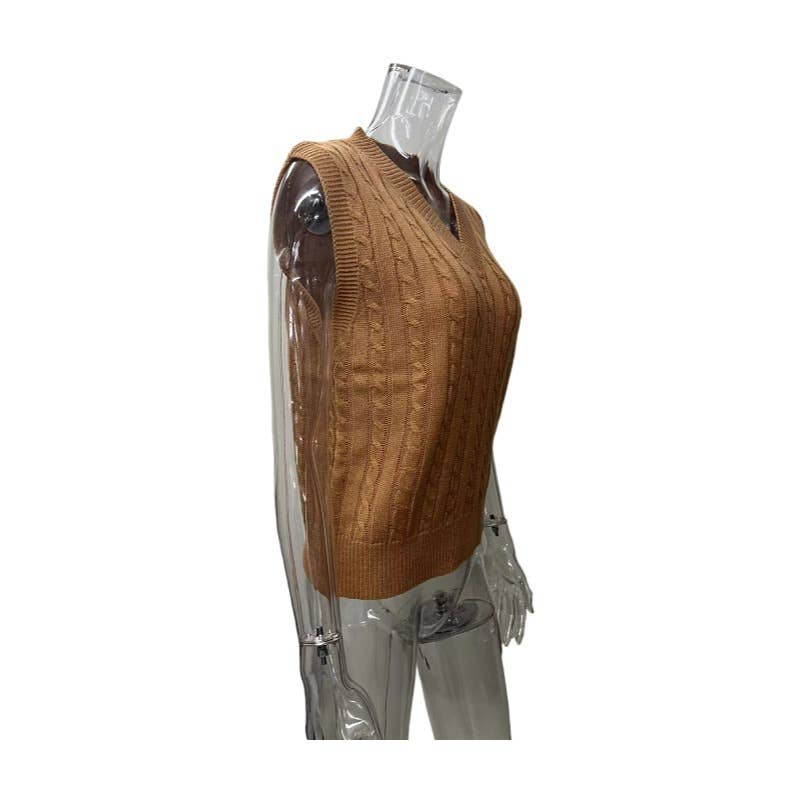 Solid color versatile loose knitted vest