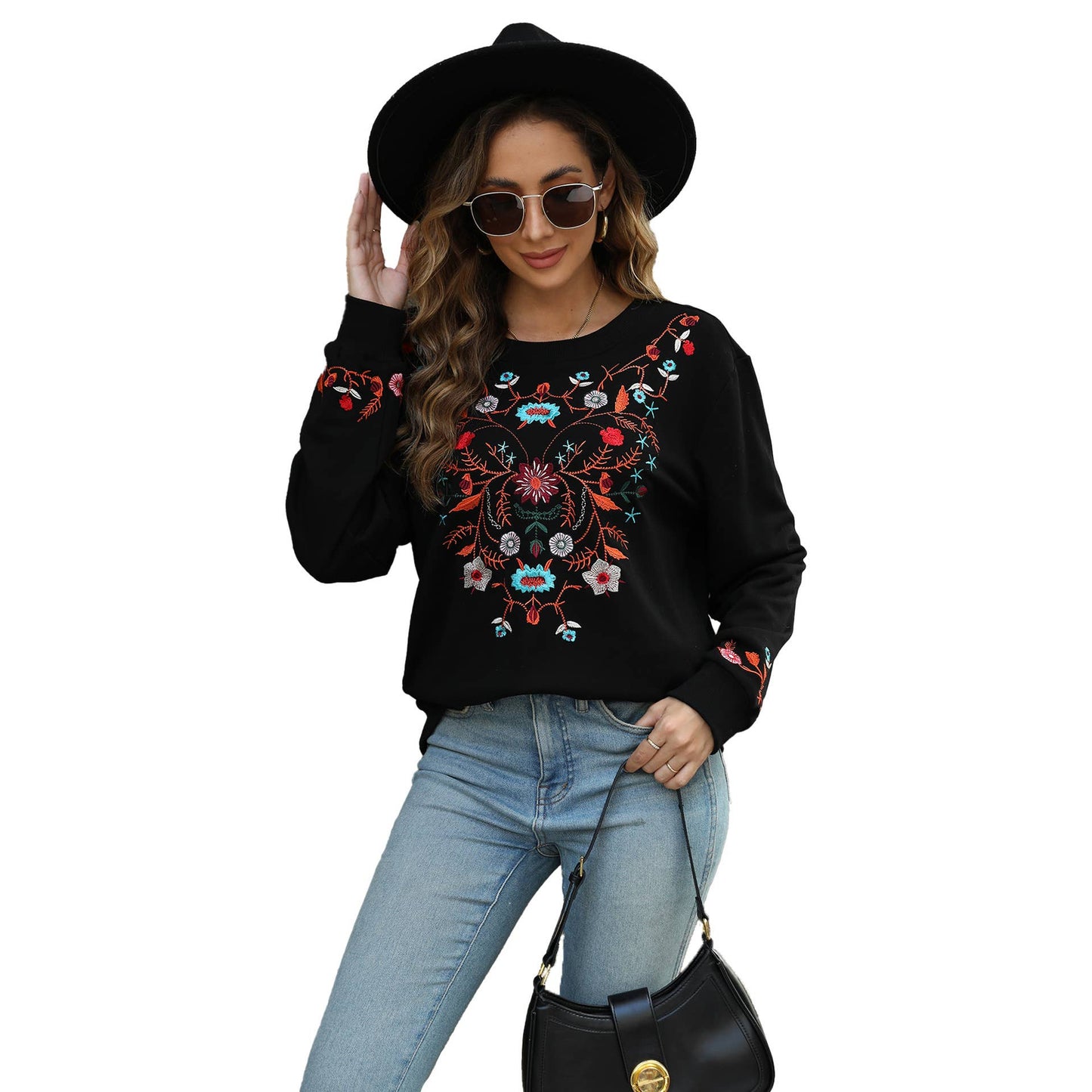 EMBROIDERED WOMEN'S CASUAL LONG-SLEEVED HOODIE