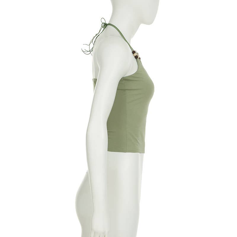 Vintage beaded halter strap design sexy halter