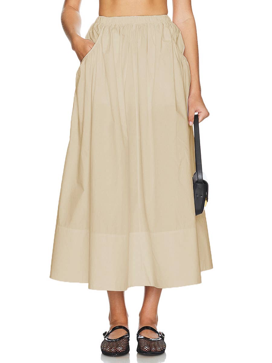 FASHIONABLE COTTON HEMP HIGH WAIST LOOSE SKIRT