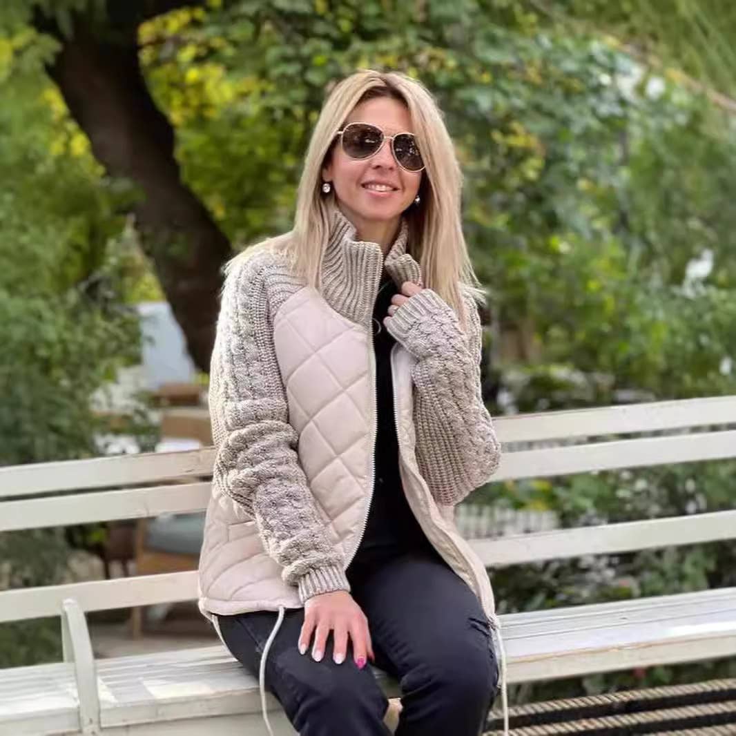 ZIPPER LONG SLEEVE STAND-UP COLLAR QUILTED JACKET