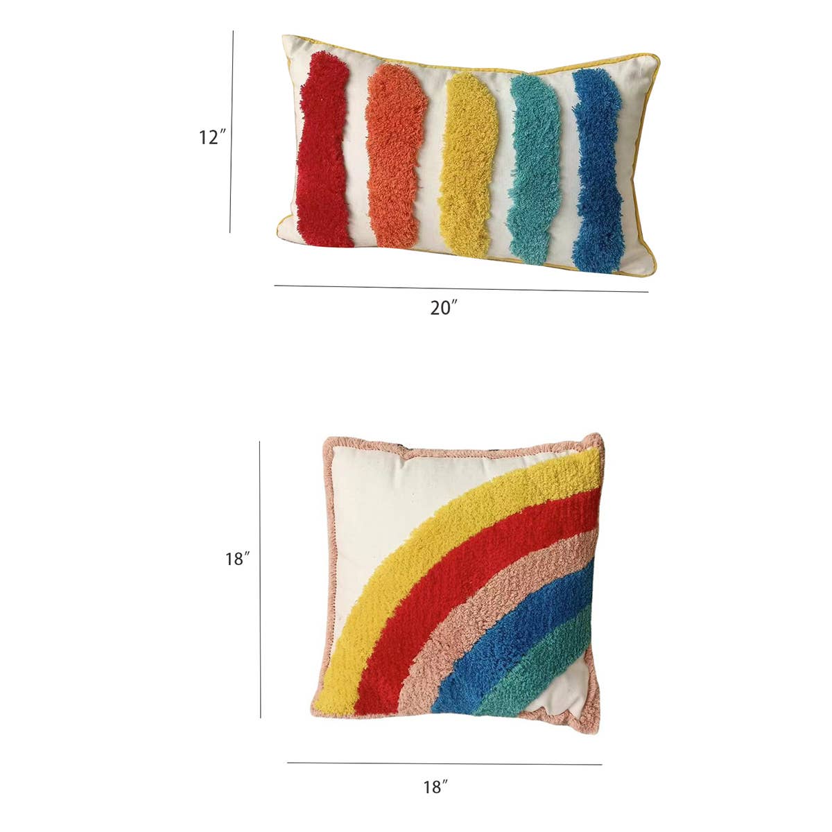 BOHO RAINBOW  TUFTED PILLOW COVER_CWMM0236