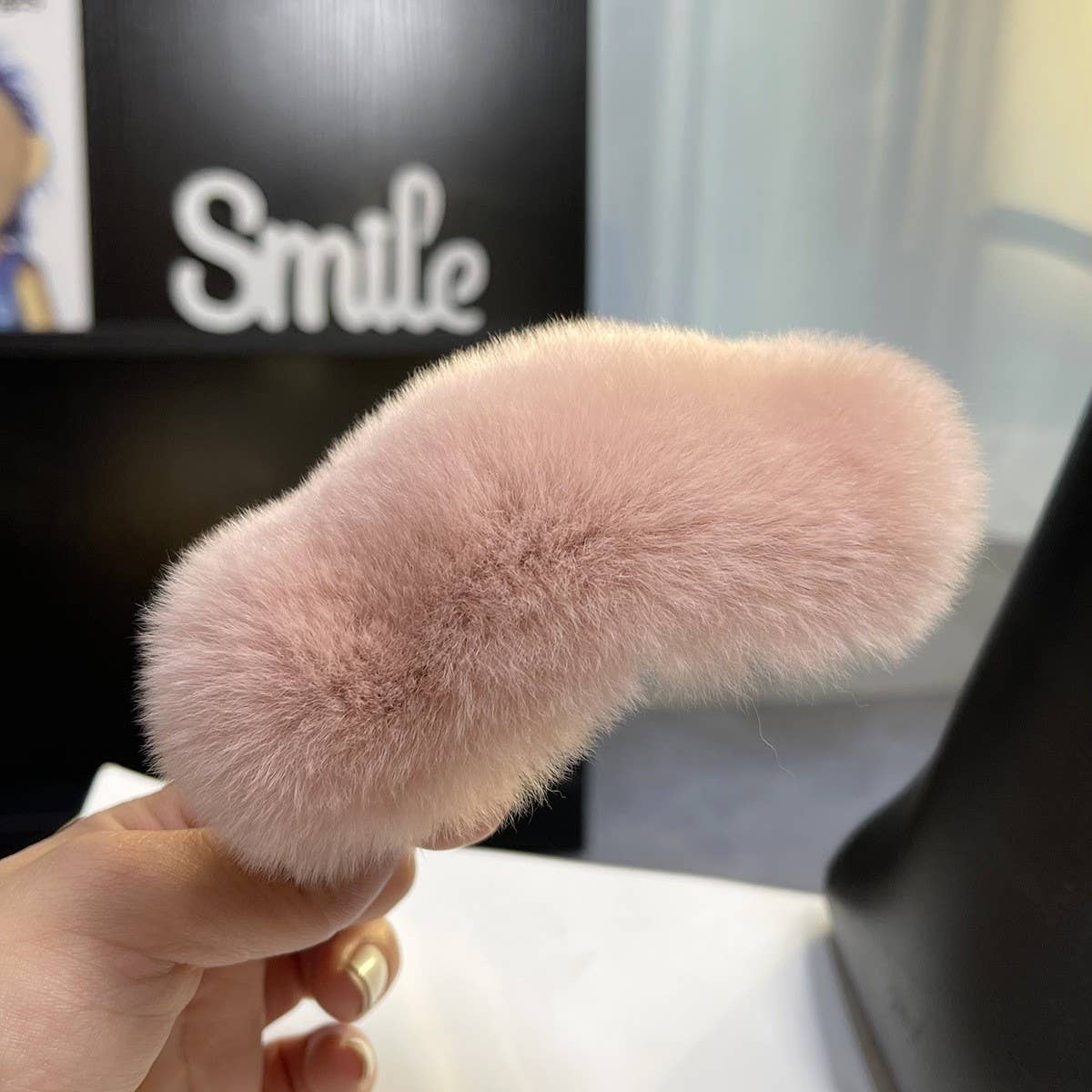 Fuzzy Bunny Fur Hair Claw, Large Lazy Style Clip