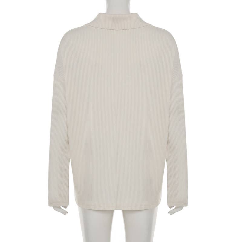 LAPEL PIT STRIP SWEATSHIRT PANTS TWO-PIECE SET