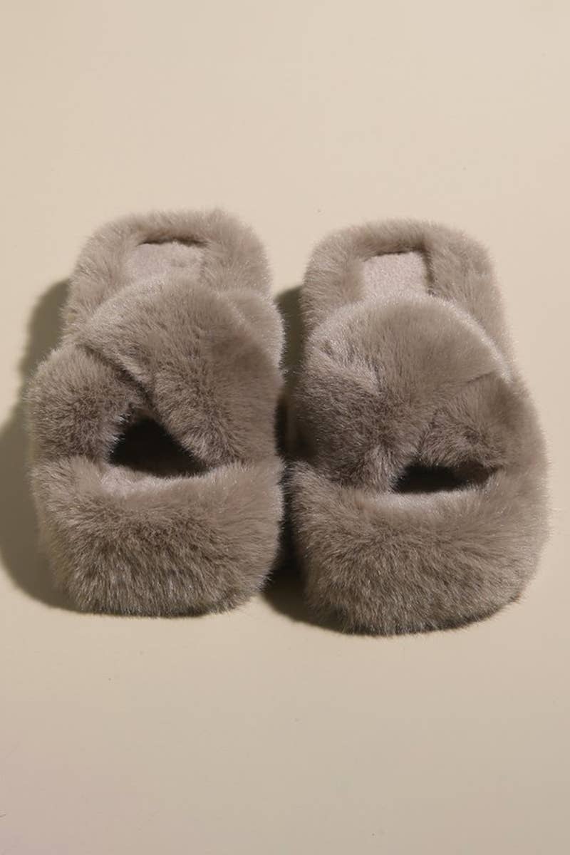 CROSS STRAP FLUFFY BEDROOM SLIPPERS