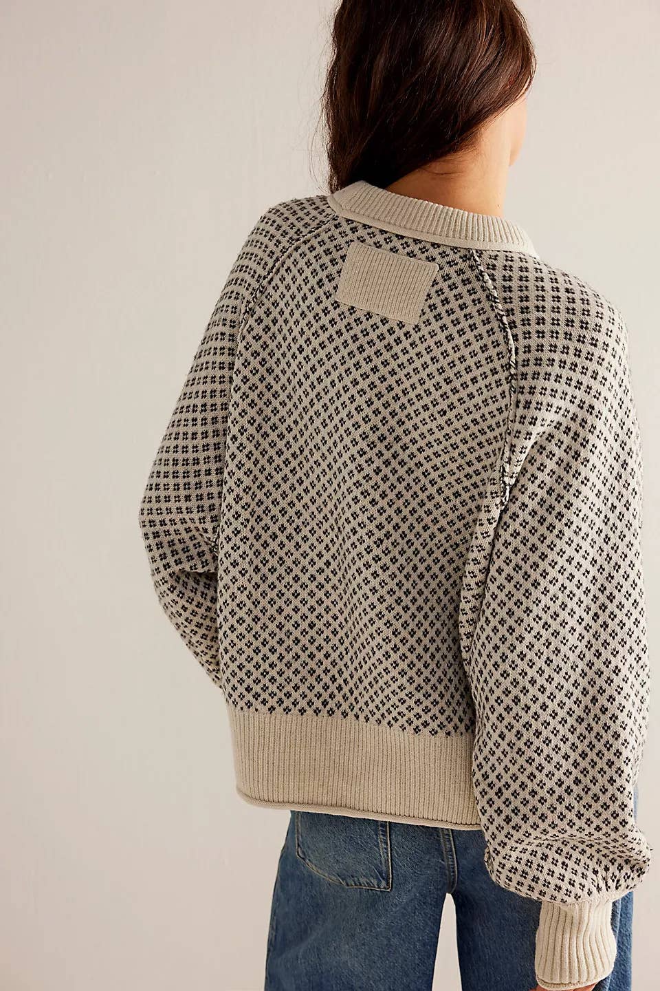 Jacquard long-sleeved round-neck sweater