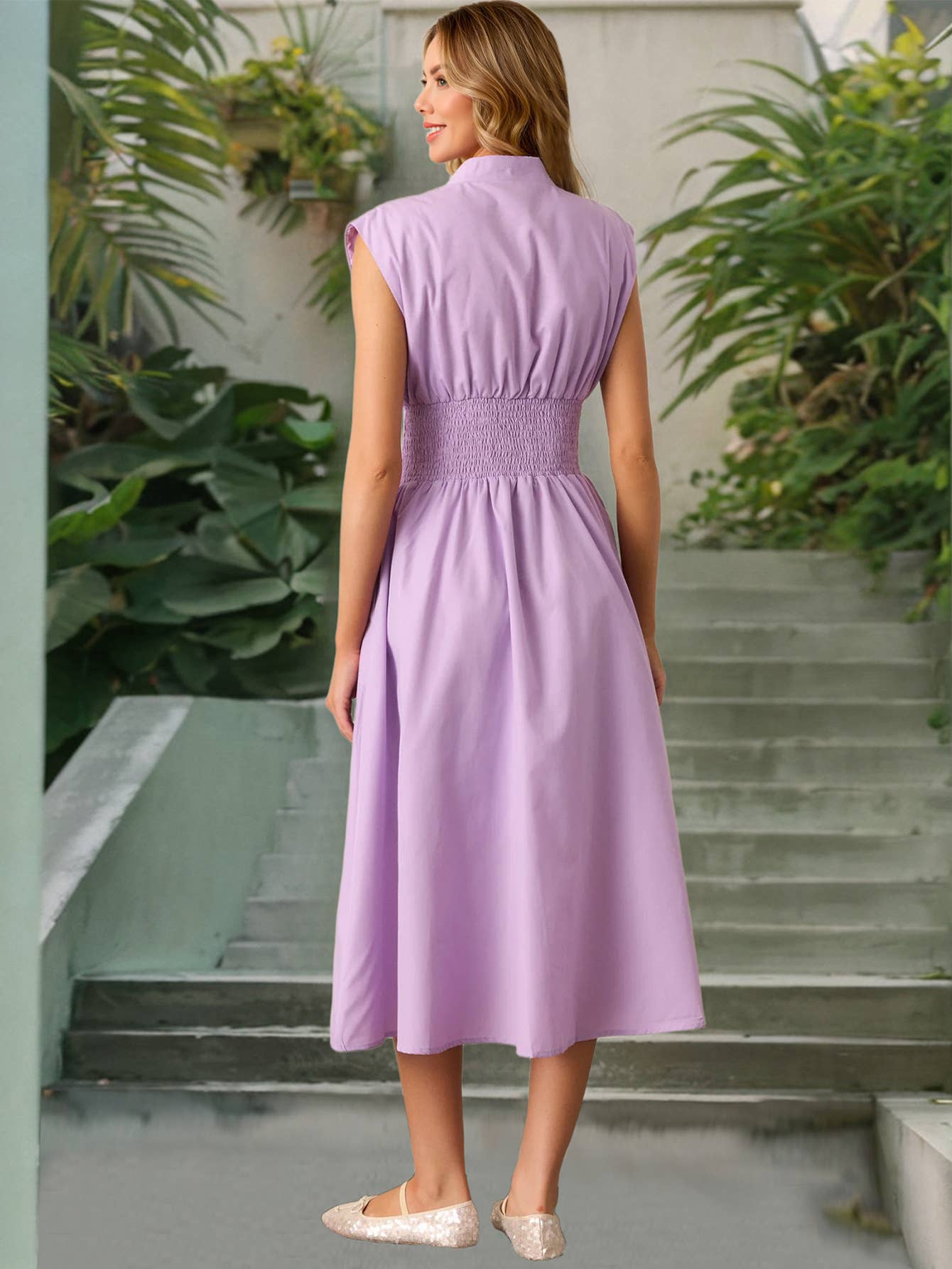 Sexy Waist Cinching V-Neck Pleated Zipper Dress