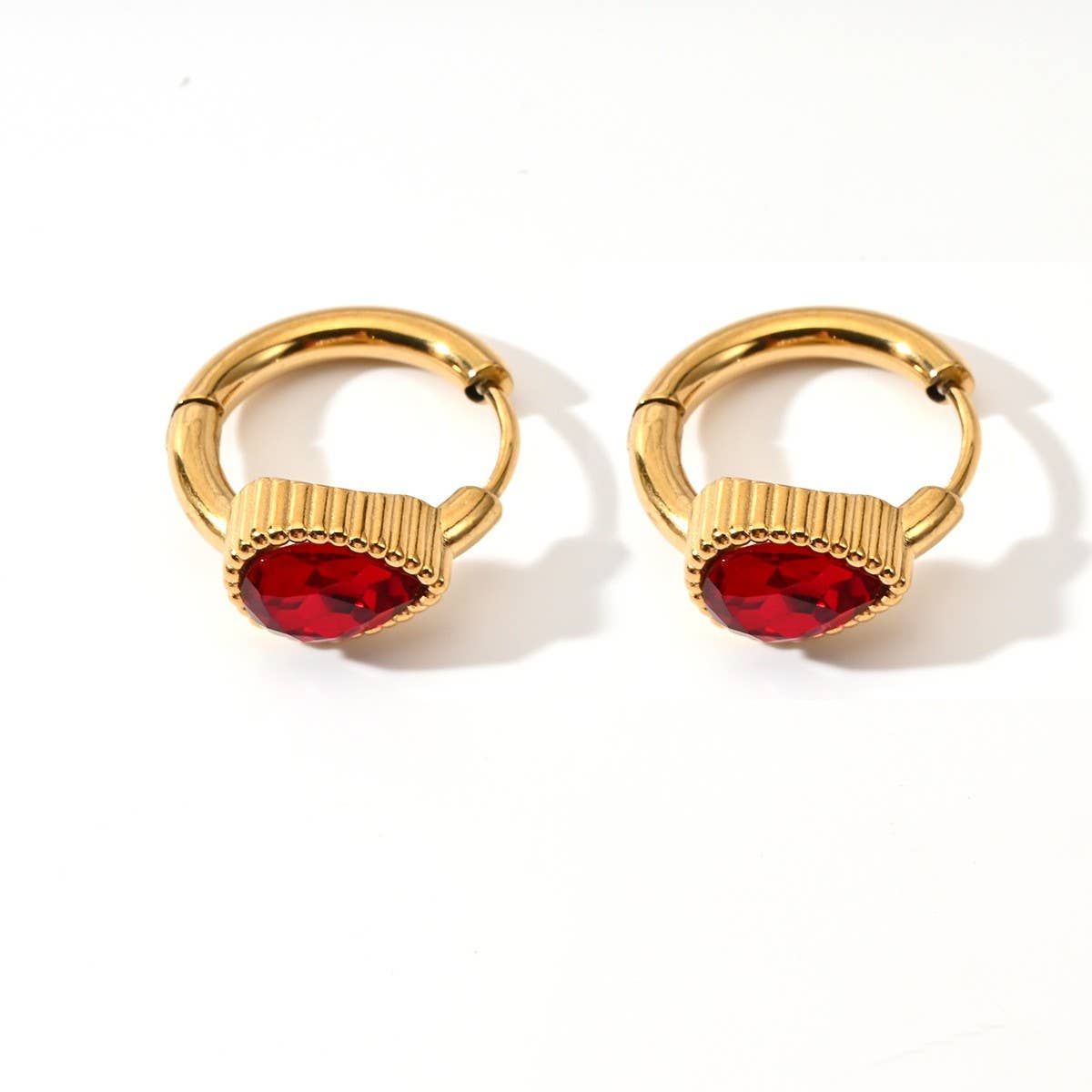 Unique Stainless Steel Heart Earrings with CZ