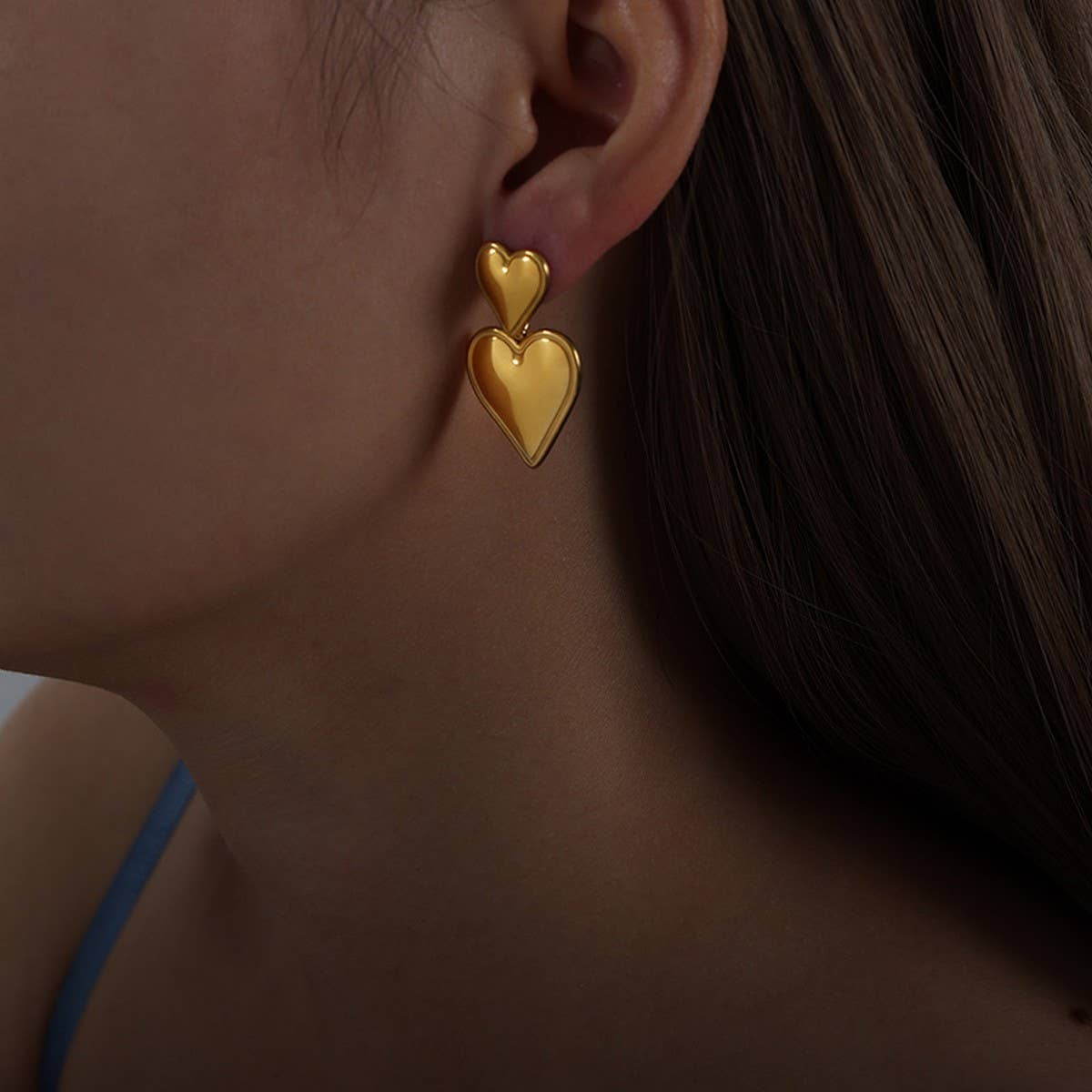 HEART TITANIUM STEEL PENDANT EARRINGS NECKLACE