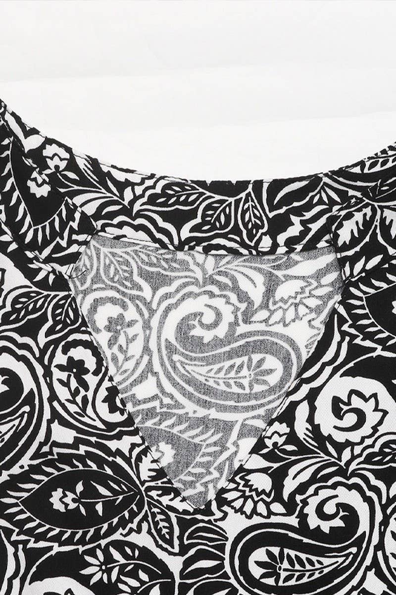 CWDMD6295_ELEGANT V-NECK ETHNIC PRINT LONG SLEEVE DRESS