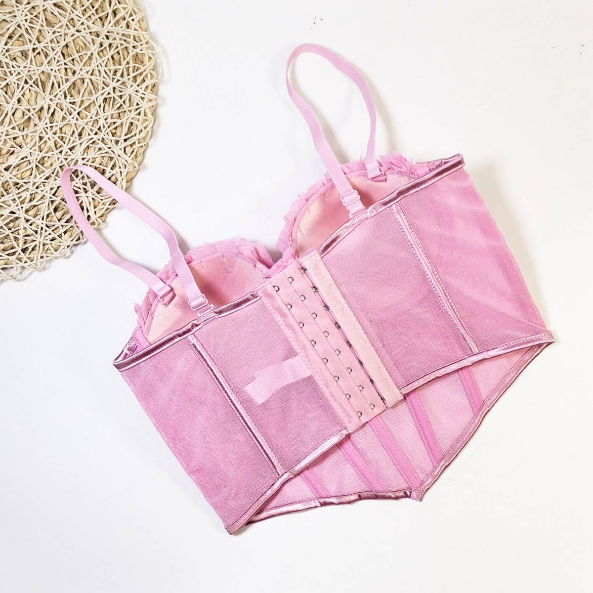 DESIGNER MESH LACE HERRINGBONE BRA