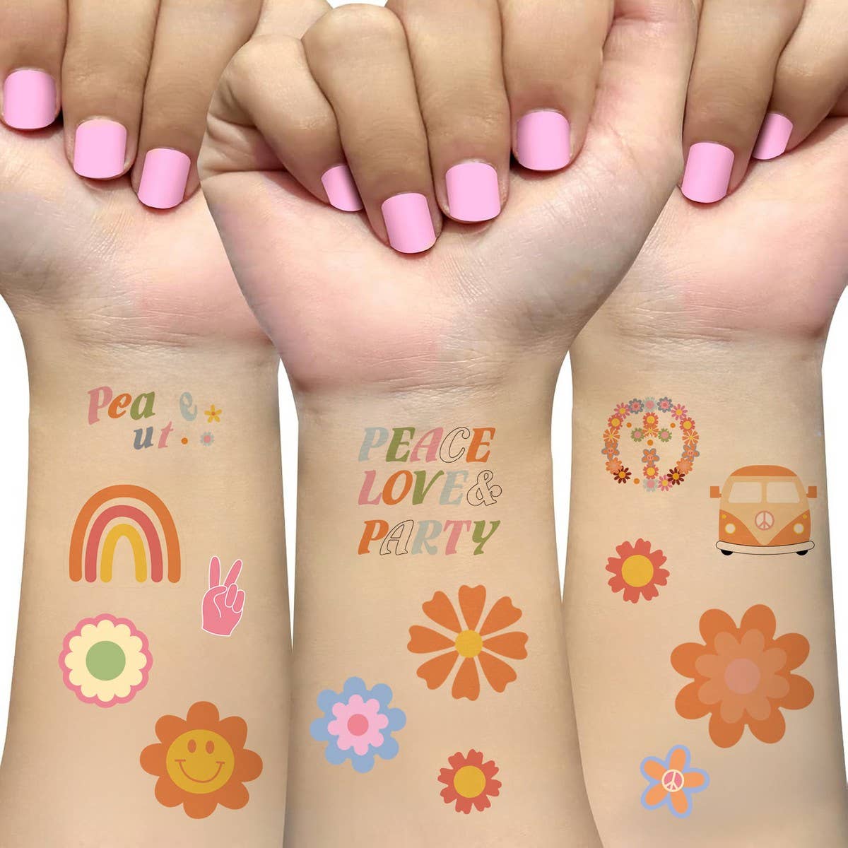 Kids Waterproof Peace Love Rainbow Face Tattoos