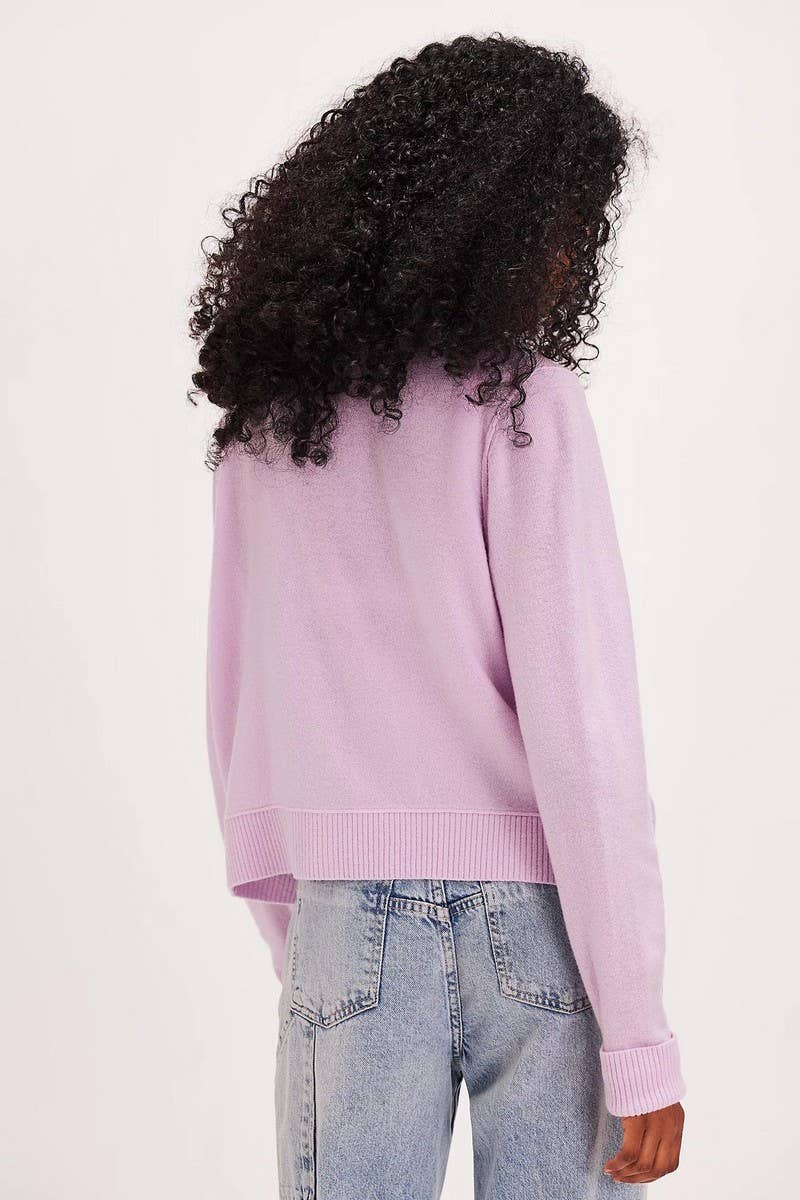 CWOCAL2220_SOLID COLOR ROUND NECK KNITTED CARDIGAN