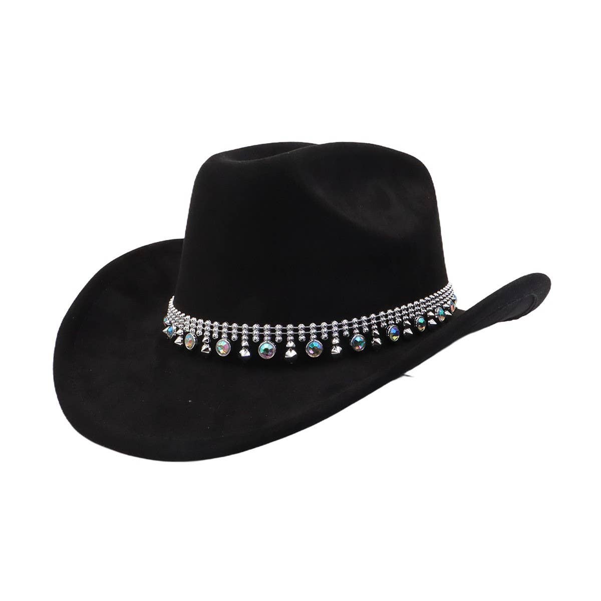 Suede Western Cowboy Fedora Hat Ethnic Style_CWAH04480