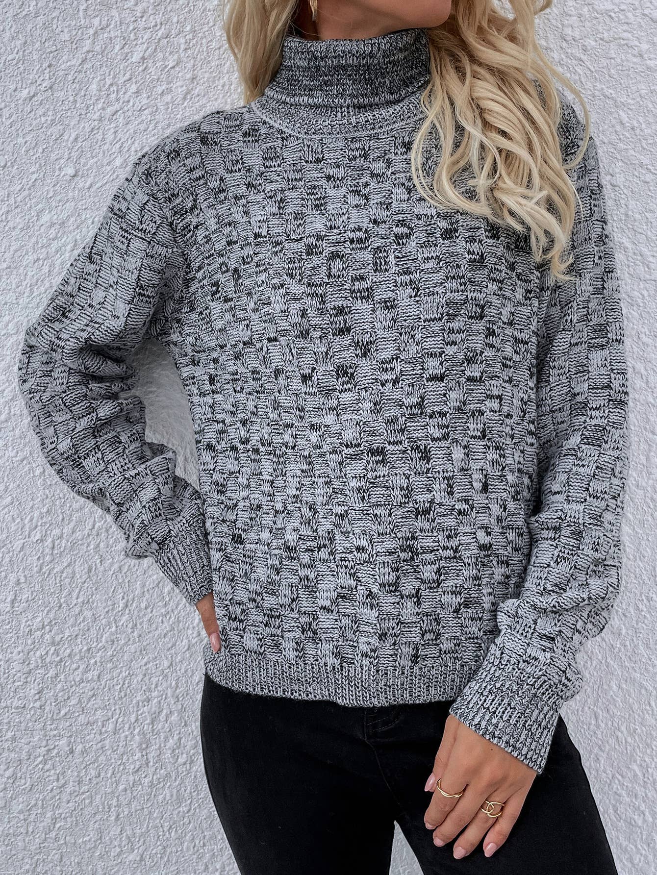 CWOSWL1157_Turtle Neck Long Sleeve Pullover Sweater