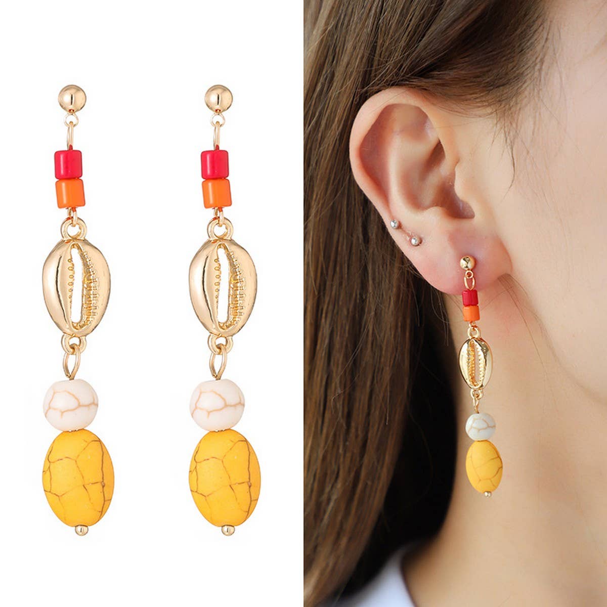 FASHION NATURAL STONE SHELL EARRINGS FOR WOMEN_CWAJE2955