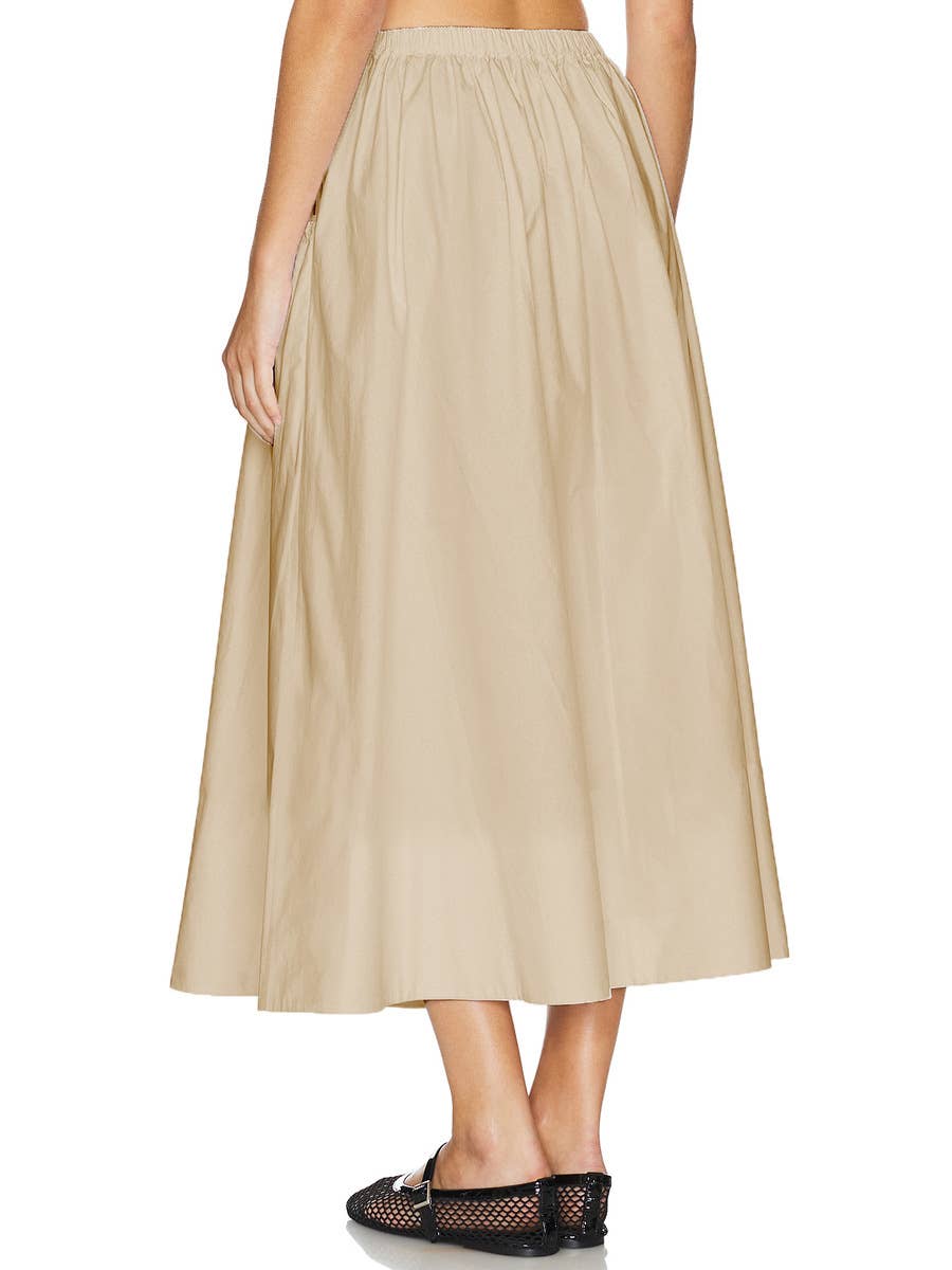 FASHIONABLE COTTON HEMP HIGH WAIST LOOSE SKIRT