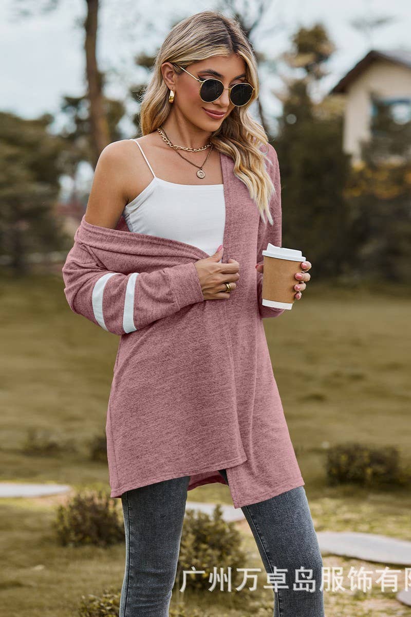 CWOCAL2264_AUTUMN AND WINTER CONTRAST COLOR KNITTED JACKET