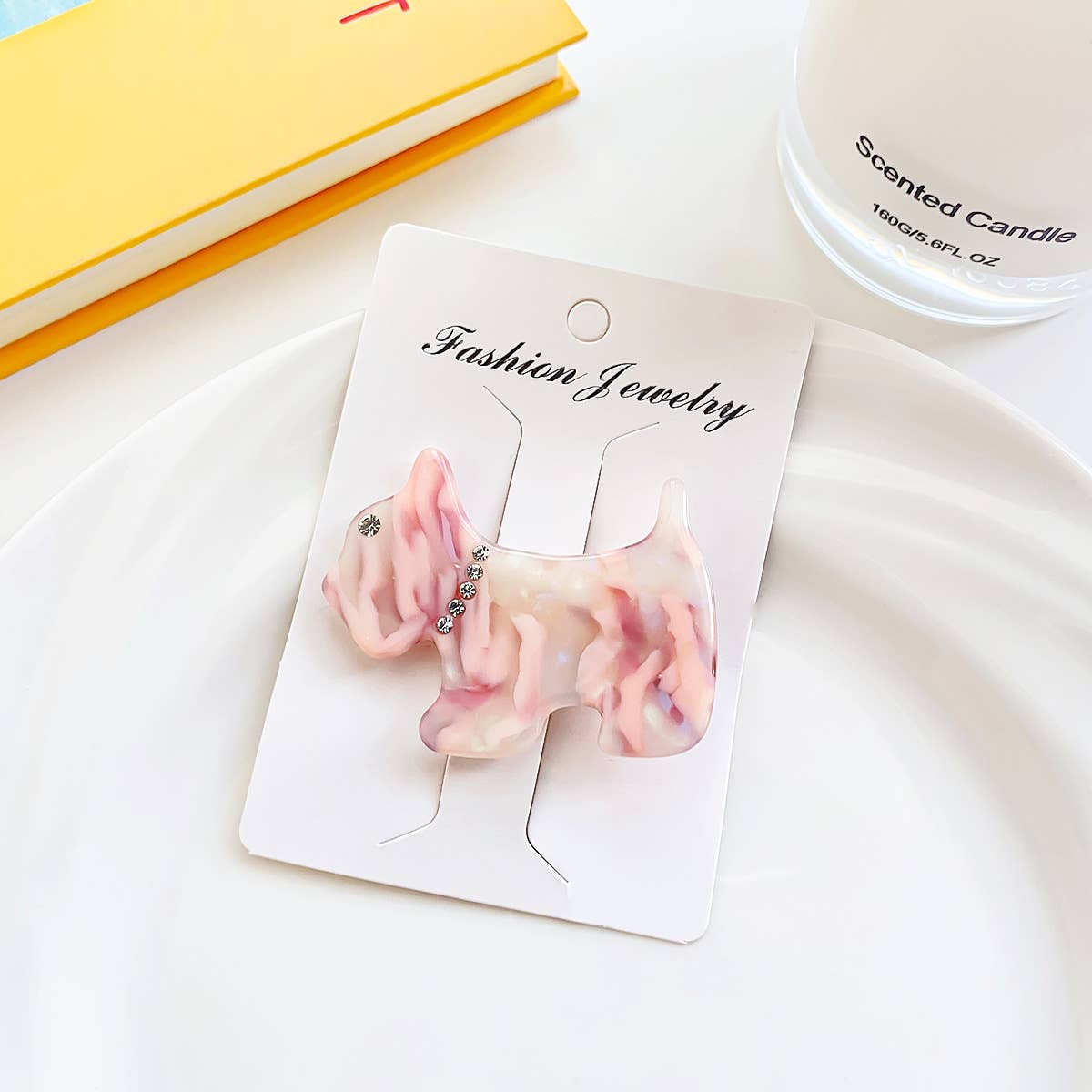 French vintage diamond-encrusted puppy hair clip