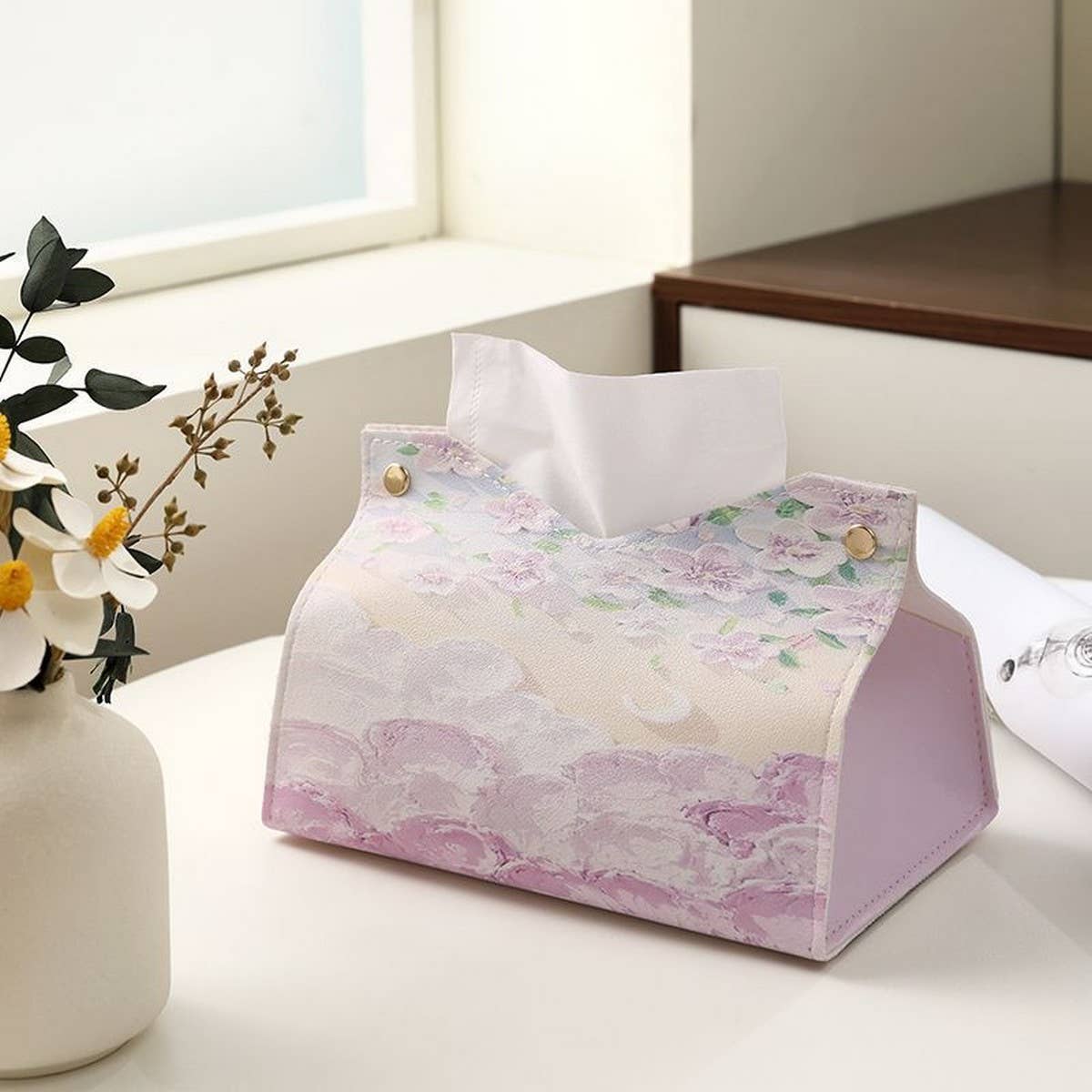 LIGHT LUXURY FOLDING OIL PAINTING STYLE TISSUE BOX