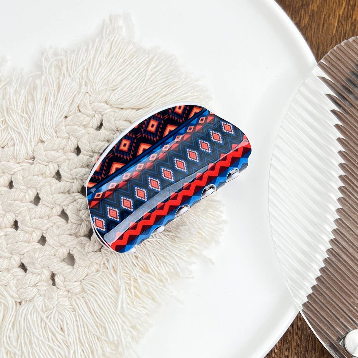 Bohemian Polka Dot Acrylic Hair Claw Unique Design_CWAHA2074