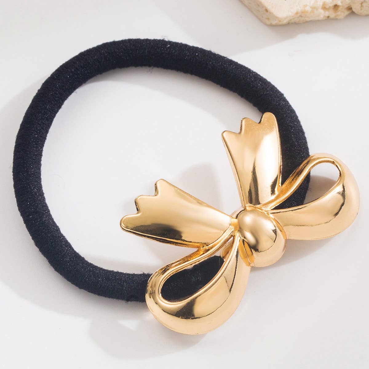 Elegant Leaf Bow Elastic Hair Tie for Women
