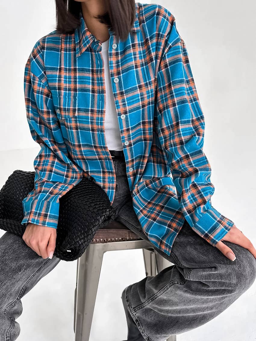 Vintage checkered long sleeve shirt jacket