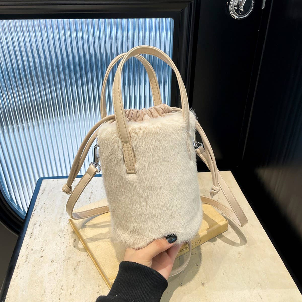 Soft Plush Bucket Bag Women Crossbody Shoulder_CUAB00558