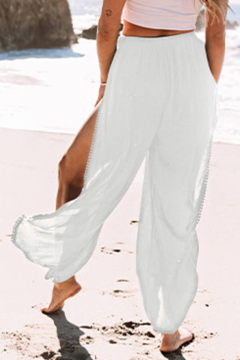 CWBMP0158_SUMMER CASUAL SPLIT HIGH-WAISTED PANTS