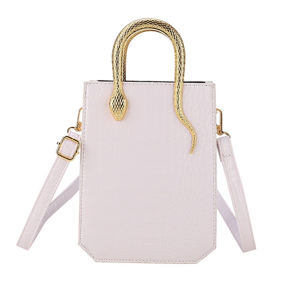 Stone-patterned glossy hand-held tote bag