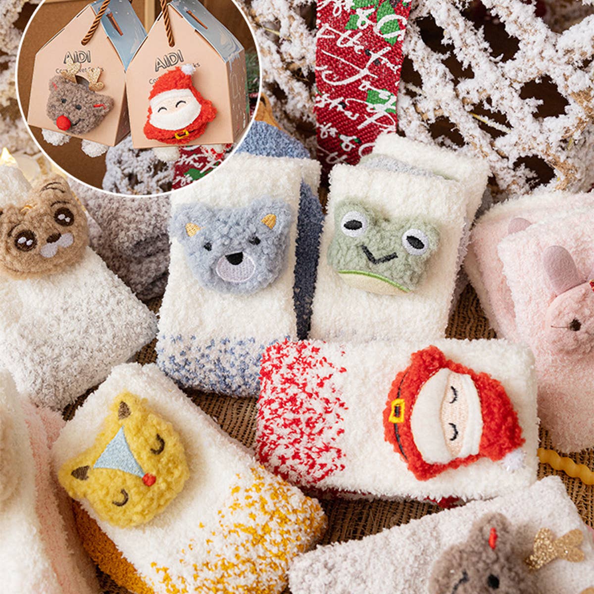 PLUSH MIDDLE TUBE CHRISTMAS SOCKS GIFT BOX_CWMS0768