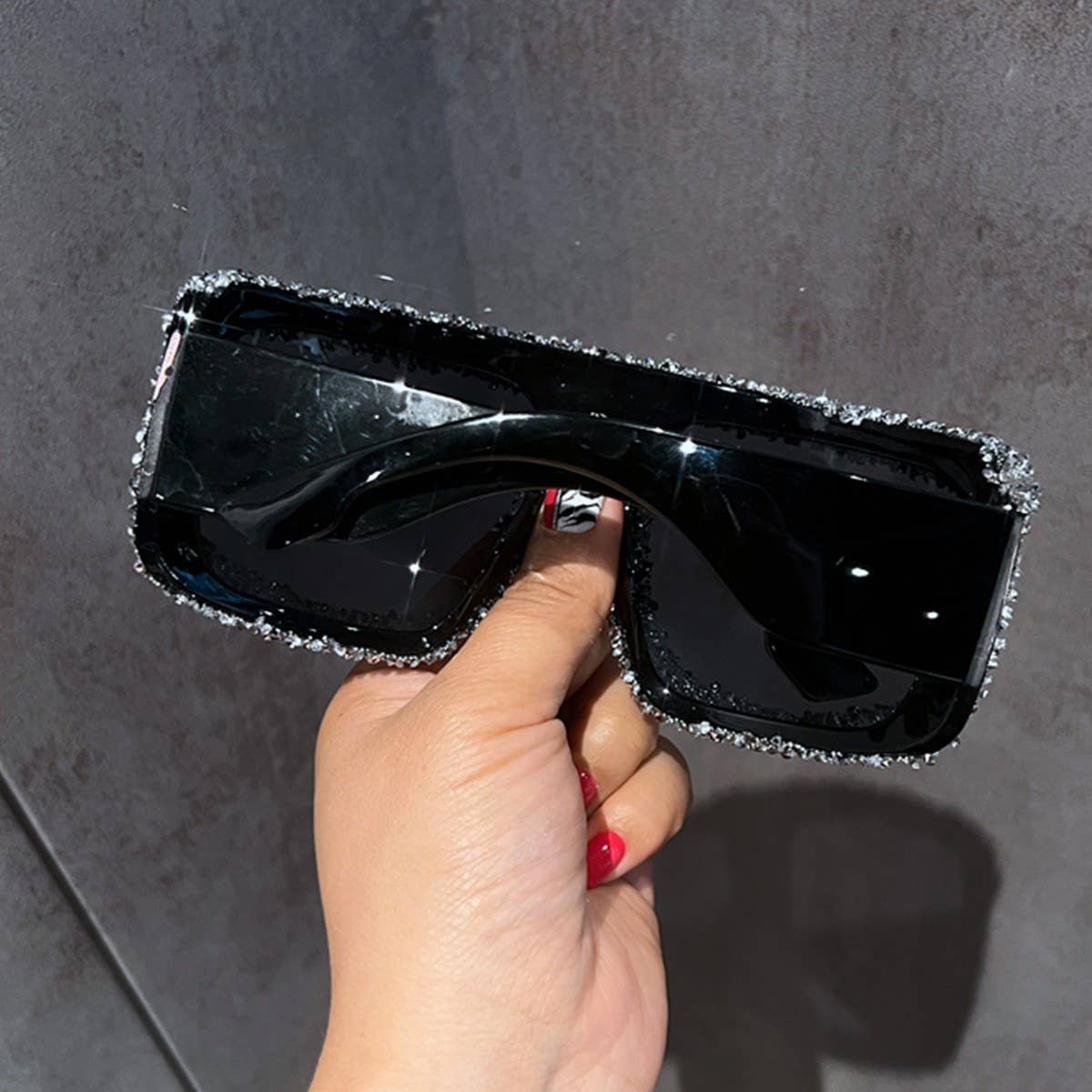LUXURY RHINESTONE TRENDY LARGE FRAME SUNGLASSES