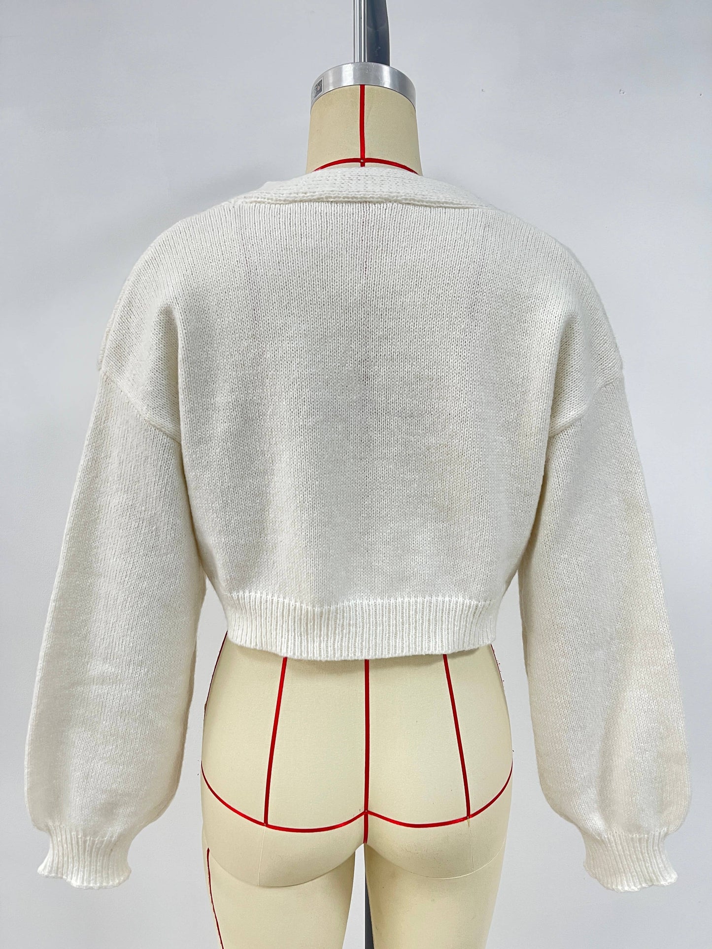 3D strawberry jacquard single-breasted cardigan